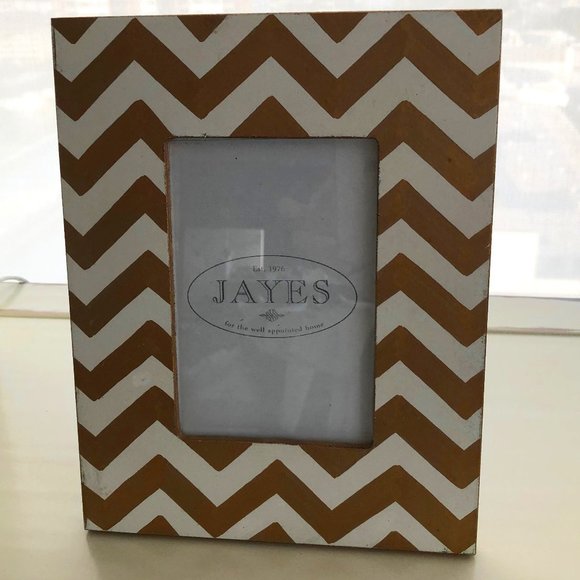 Anthropologie Jayes White & Gold Zigzag Picture Frame - Picture 1 of 3